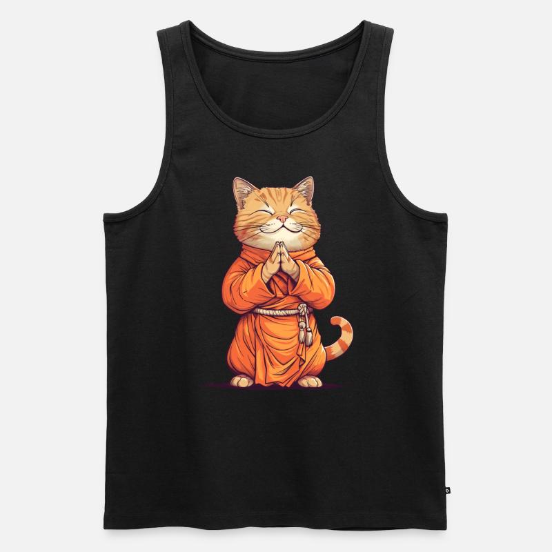 Monk Kitten - Männer Premium Bio Tank Top - Schwarz