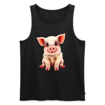Schwein Weihnachten Weihnachtspullover lustig süß - Männer Premium Bio Tank Top - Schwarz - Vorne - Michal (187cm)