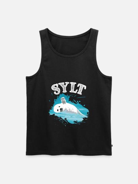 Sild Nordsøøen med sælsæl i havet - Herre Premium økologisk tanktop - sort