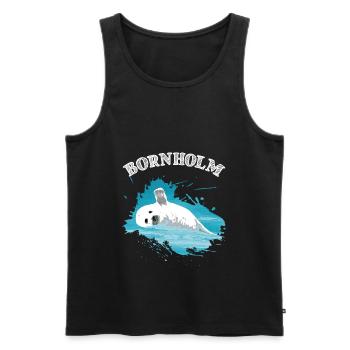 Bornholm Ostsee Insel Urlaub Robbe Seehund im Meer - Männer Premium Bio Tank Top - Schwarz - Vorne - AI Model Male 178 light (178cm)