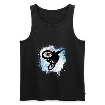 Mountainbiker springt im Winter durch den Schnee - Männer Premium Bio Tank Top - Schwarz - Vorne - AI Model Male 178 light (178cm)