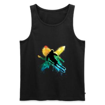 Bunter freestyle ski im Tiefschnee Winterurlaub - Männer Premium Bio Tank Top - Schwarz - Vorne - AI Model Male 178 light (178cm)