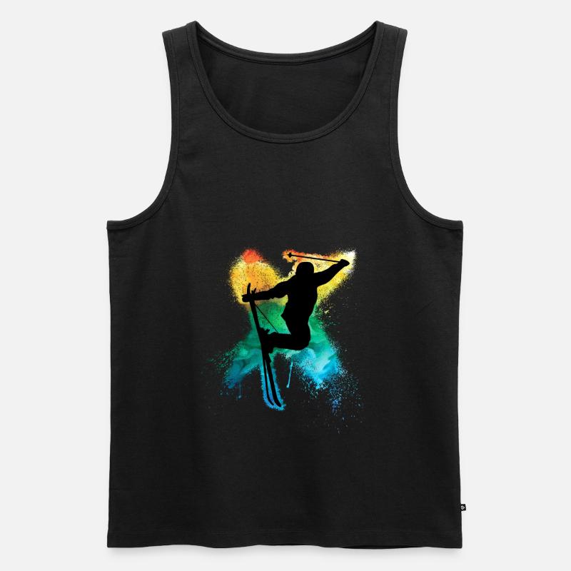 Freeski extrem Freestyle Trick Regenbogen - Männer Premium Bio Tank Top - Schwarz