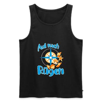 Rügen Ostsee Insel Urlaub mit Muscheln am Strand - Männer Premium Bio Tank Top - Schwarz - Vorne - AI Model Male 178 light (178cm)