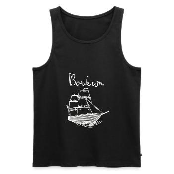 Borkum Insel Nordsee mit Segelschiff - Männer Premium Bio Tank Top - Schwarz - Vorne - AI Model Male 178 light (178cm)