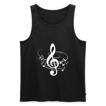 Musiciens Violon Clés Partition Notes - Débardeur bio Premium Homme - noir - Devant - Michal (187cm)