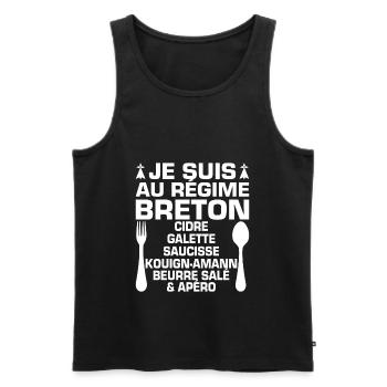 Régime Breton Humour Bretagne Apéro - Débardeur bio Premium Homme - noir - Devant - Michal (187cm)