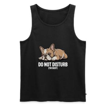 Französische Bulldogge Bitte nicht stören Ich bin beschäftigt - Männer Premium Bio Tank Top - Schwarz - Vorne - Michal (187cm)