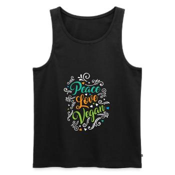 Peace Love Vegan - Männer Premium Bio Tank Top - Schwarz - Vorne - AI Model Male 178 light (178cm)