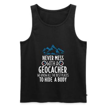 Géocachette Shirt Geocacher Gps Geocache Gift - Débardeur bio Premium Homme - noir - Devant - AI Model Male 178 light (178cm)