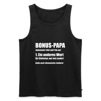 Bonus Papa Stiefvater Stiefpapa Papi Geschenk - Männer Premium Bio Tank Top - Schwarz - Vorne - Michal (187cm)