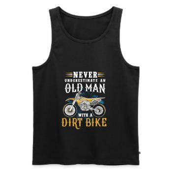 Never underestimate an old man with a dirt bike - Men's Premium Organic Tank Top - black - Front - Michal (187cm)