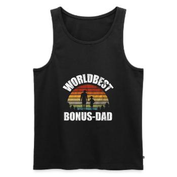 Bonus dad stepfather bonus dad saying gift - Men's Premium Organic Tank Top - black - Front - Michal (187cm)