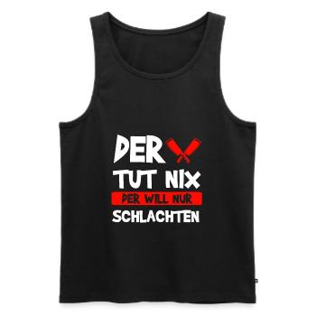 Fleischer Fleisch Metzger Geschenk - Männer Premium Bio Tank Top - Schwarz - Vorne - Michal (187cm)