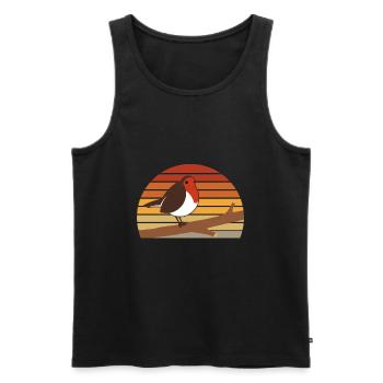 Cadeau d'oiseau oiseau rouge européen - Débardeur bio Premium Homme - noir - Devant - Michal (187cm)
