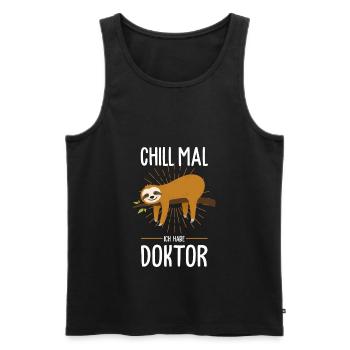Doktortitel Faultier Doktor Geschenk - Männer Premium Bio Tank Top - Schwarz - Vorne - Michal (187cm)