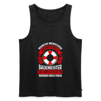 Bademeister Papa Schwimmbad Geschenk - Männer Premium Bio Tank Top - Schwarz - Vorne - Michal (187cm)