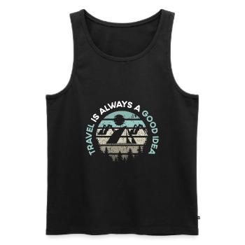 Urlaub Reisen Flugzeug Sonne Meer Strand - Männer Premium Bio Tank Top - Schwarz - Vorne - Michal (187cm)