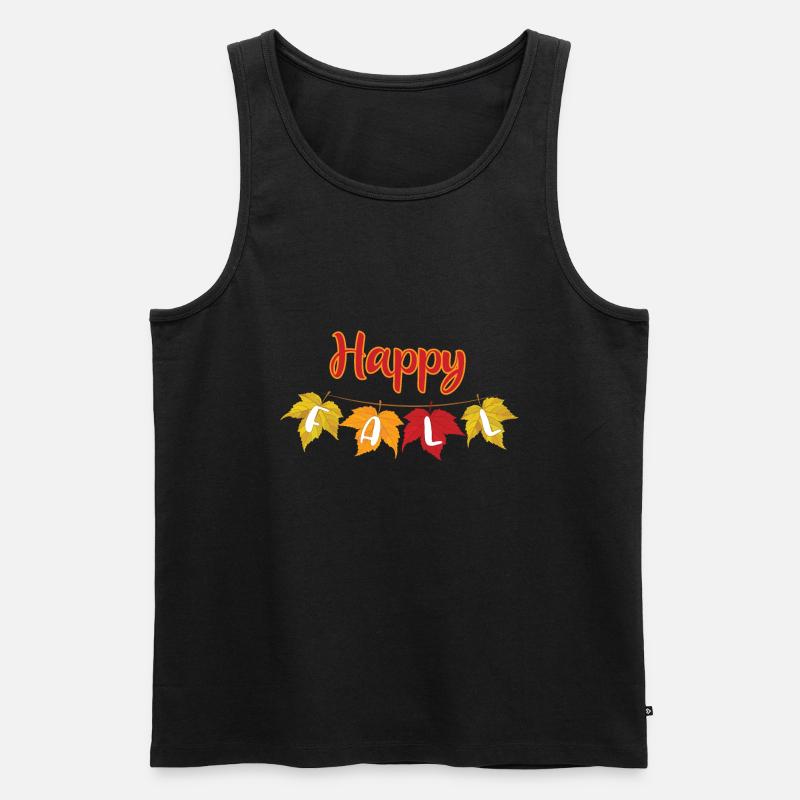 Happy Fall - Herbstlaub - Männer Premium Bio Tank Top - Schwarz