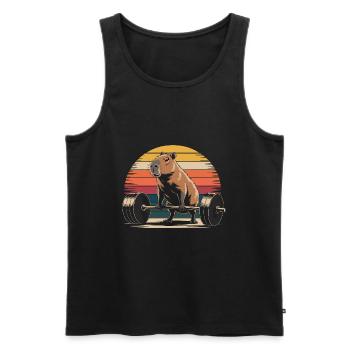Capybara Kreuzheben - Männer Premium Bio Tank Top - Schwarz - Vorne - Michal (187cm)