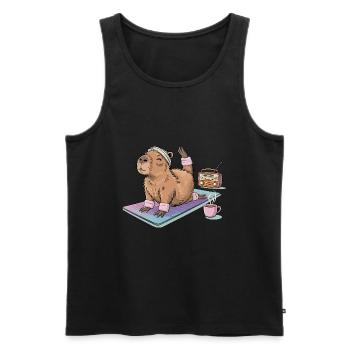 Lustiges Pilates Yoga Capybara - Männer Premium Bio Tank Top - Schwarz - Vorne - AI Model Male 178 light (178cm)