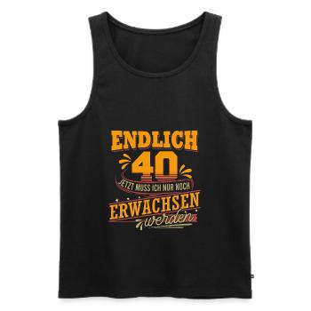Endlich 40 Geburtstagsspruch 40 Jahre Geburtstag - Männer Premium Bio Tank Top - Schwarz - Vorne - Michal (187cm)