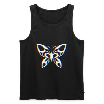EDM Tricolore - Papillon - Glitch - Style rave - Débardeur bio Premium Homme - noir - Devant - Michal (187cm)