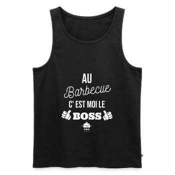T shirt barbecue "le boss" humour barbecue cadeau. - Débardeur bio Premium Homme - noir - Devant - Michal (187cm)