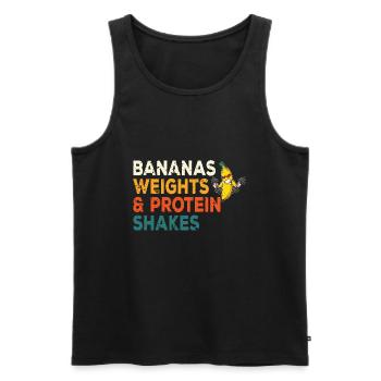 Fitness Banana Workout Routine Training Gym - Männer Premium Bio Tank Top - Schwarz - Vorne - Michal (187cm)