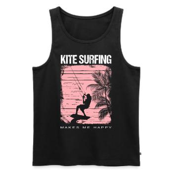 Surfing Windsurfing Kitesurfing makes me happy - Men's Premium Organic Tank Top - black - Front - AI Model Male 178 light (178cm)