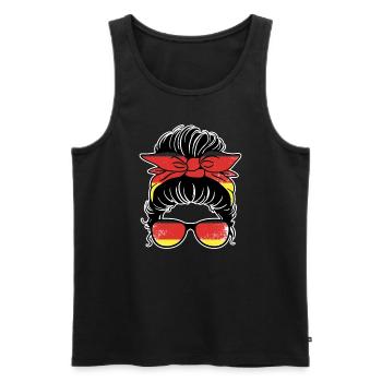 Messy Bun Fantastique femme allemande, née - Débardeur bio Premium Homme - noir - Devant - Michal (187cm)
