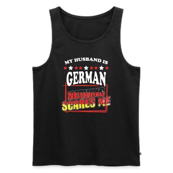 My husband is German Lustig Deutschland humor for - Men's Premium Organic Tank Top - black - Front - Michal (187cm)