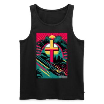 Easter Christianity Gift - Men's Premium Organic Tank Top - black - Front - Michal (187cm)