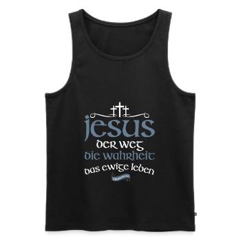 Jesus Christus Shirt Bibelvers Ich bin der Weg - Männer Premium Bio Tank Top - Schwarz - Vorne - Michal (187cm)