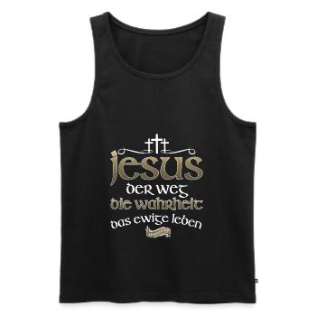 Jesus Christus Shirt Bibelvers Ich bin der Weg - Männer Premium Bio Tank Top - Schwarz - Vorne - Michal (187cm)