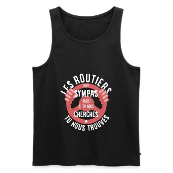 Les routiers sont sympas - Débardeur bio Premium Homme - noir - Devant - AI Model Male 178 light (178cm)