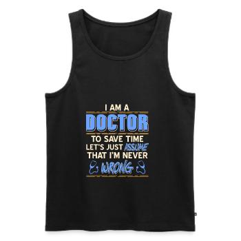 Docteur - Je suis un docteur - Débardeur bio Premium Homme - noir - Devant - Michal (187cm)