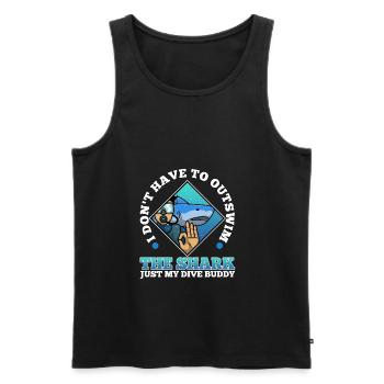 I don't have to outswim the shark, my dive buddy - Männer Premium Bio Tank Top - Schwarz - Vorne - Michal (187cm)
