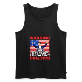 Warning may start talking about politics - Men's Premium Organic Tank Top - black - Front - AI Model Male 178 light (178cm)