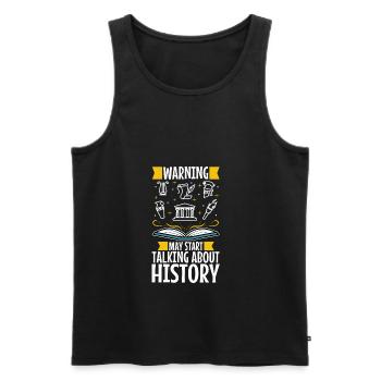 Warning may start talking about history - Men's Premium Organic Tank Top - black - Front - AI Model Male 178 light (178cm)
