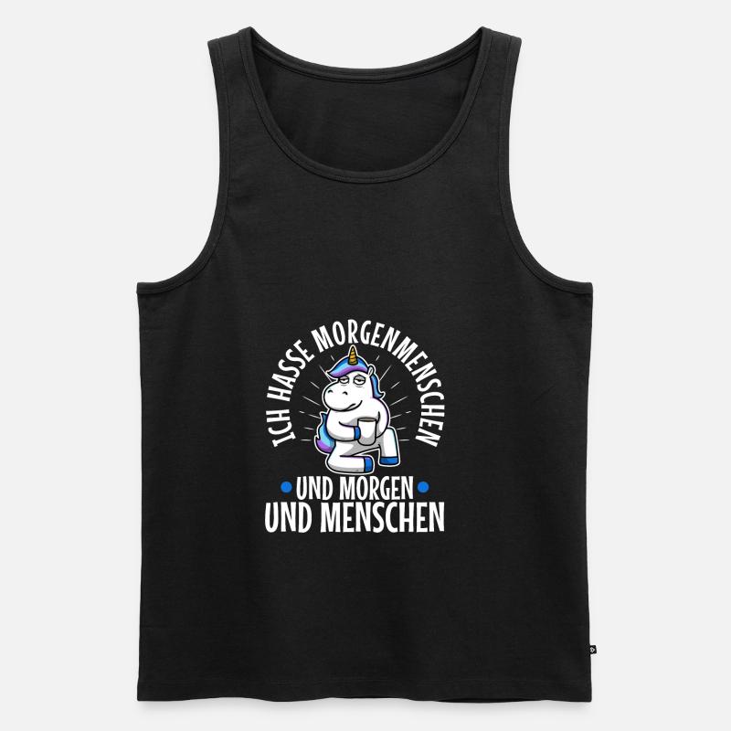 Ich hasse Morgenmenschen - Männer Premium Bio Tank Top - Schwarz