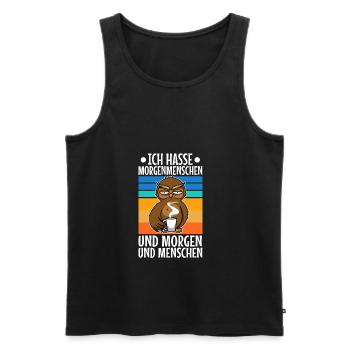 Ich hasse Morgenmenschen - Männer Premium Bio Tank Top - Schwarz - Vorne - Michal (187cm)