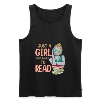 Just A Girl Who Loves To Read Book Worm Reader - Männer Premium Bio Tank Top - Schwarz - Vorne - Michal (187cm)