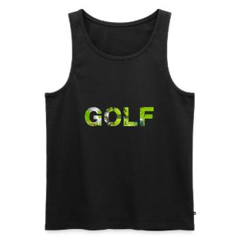golf,schrift,typo,sport - Männer Premium Bio Tank Top - Schwarz - Vorne - AI Model Male 178 light (178cm)