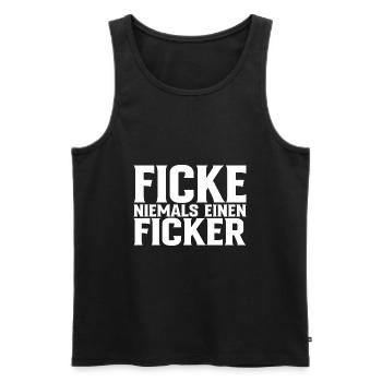 Ficke Niemals Einen Ficker Lustiger Spruch - Männer Premium Bio Tank Top - Schwarz - Vorne - Michal (187cm)