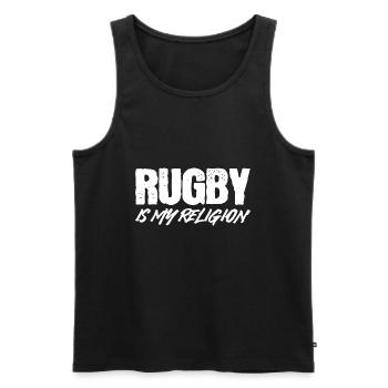 Rugby -Sport Professioneller Rugby -Spieler - Männer Premium Bio Tank Top - Schwarz - Vorne - AI Model Male 178 light (178cm)