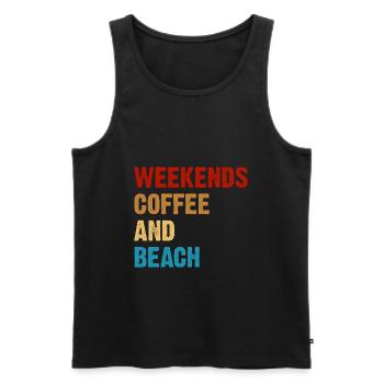 Weekends Coffee And Beach - Männer Premium Bio Tank Top - Schwarz - Vorne - AI Model Male 178 light (178cm)
