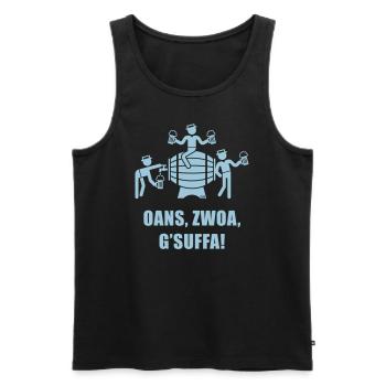 Oans, Zwoa, G’Suffa! (Team / Bier / Bierfass) - Männer Premium Bio Tank Top - Schwarz - Vorne - Michal (187cm)