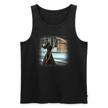 Caffee to go for death - Men's Premium Organic Tank Top - black - Front - AI Model Male 178 light (178cm)