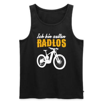 Selten Radlos: Das Herz schlägt fürs Fahrrad! - Männer Premium Bio Tank Top - Schwarz - Vorne - Michal (187cm)